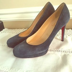 Christian Louboutin Blue suede platform pumps